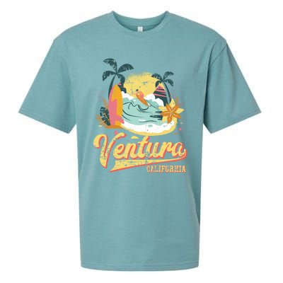 Retro Beach Surf Wave Ventura California Sueded Cloud Jersey T-Shirt