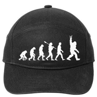 Rocker Bigfoot Sasquatch Human Evolution Rock And Roll Lover 7-Panel Snapback Hat