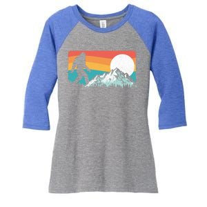 Retro Bigfoot Silhouette Rocky Mountains 80s Graphic Gift Women's Tri-Blend 3/4-Sleeve Raglan Shirt