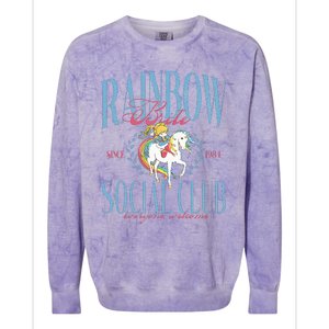 Rainbow Brite Social Club Since 1984 Everyone Welcome Colorblast Crewneck Sweatshirt