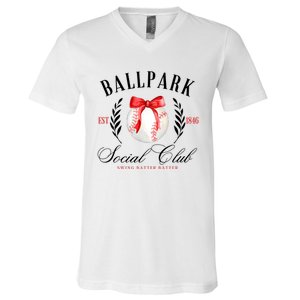 Retro Ballpark Social Club Est 1846 Baseball V-Neck T-Shirt