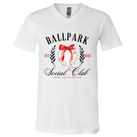 Retro Ballpark Social Club Est 1846 Baseball V-Neck T-Shirt