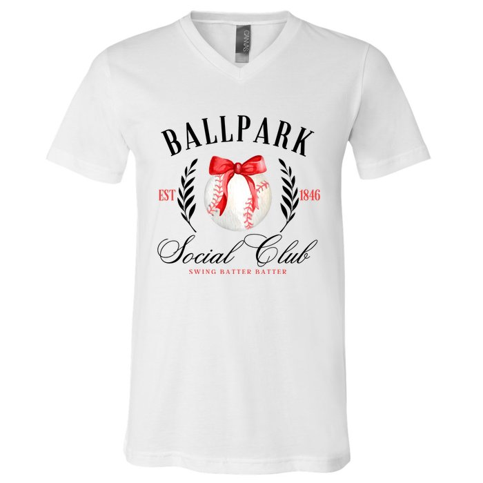 Retro Ballpark Social Club Est 1846 Baseball V-Neck T-Shirt