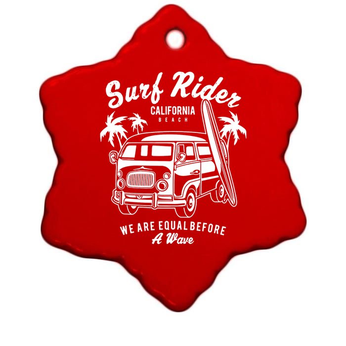 Retro Bus Surfing Print Used Ceramic Star Ornament