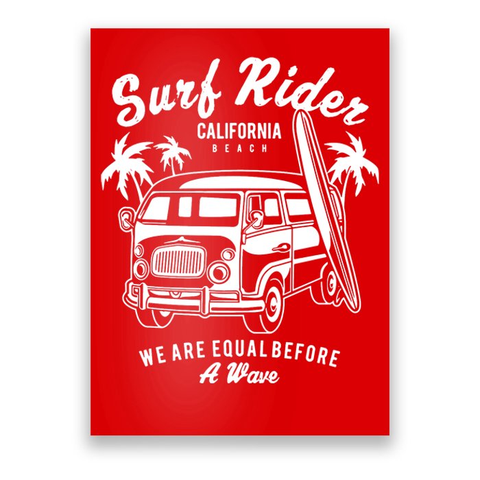 Retro Bus Surfing Print Used Poster