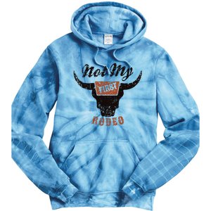 Retro Bull Skull Not My First Rodeo Western Country Cowboy Tie Dye Hoodie