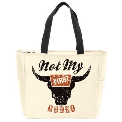 Retro Bull Skull Not My First Rodeo Western Country Cowboy Zip Tote Bag