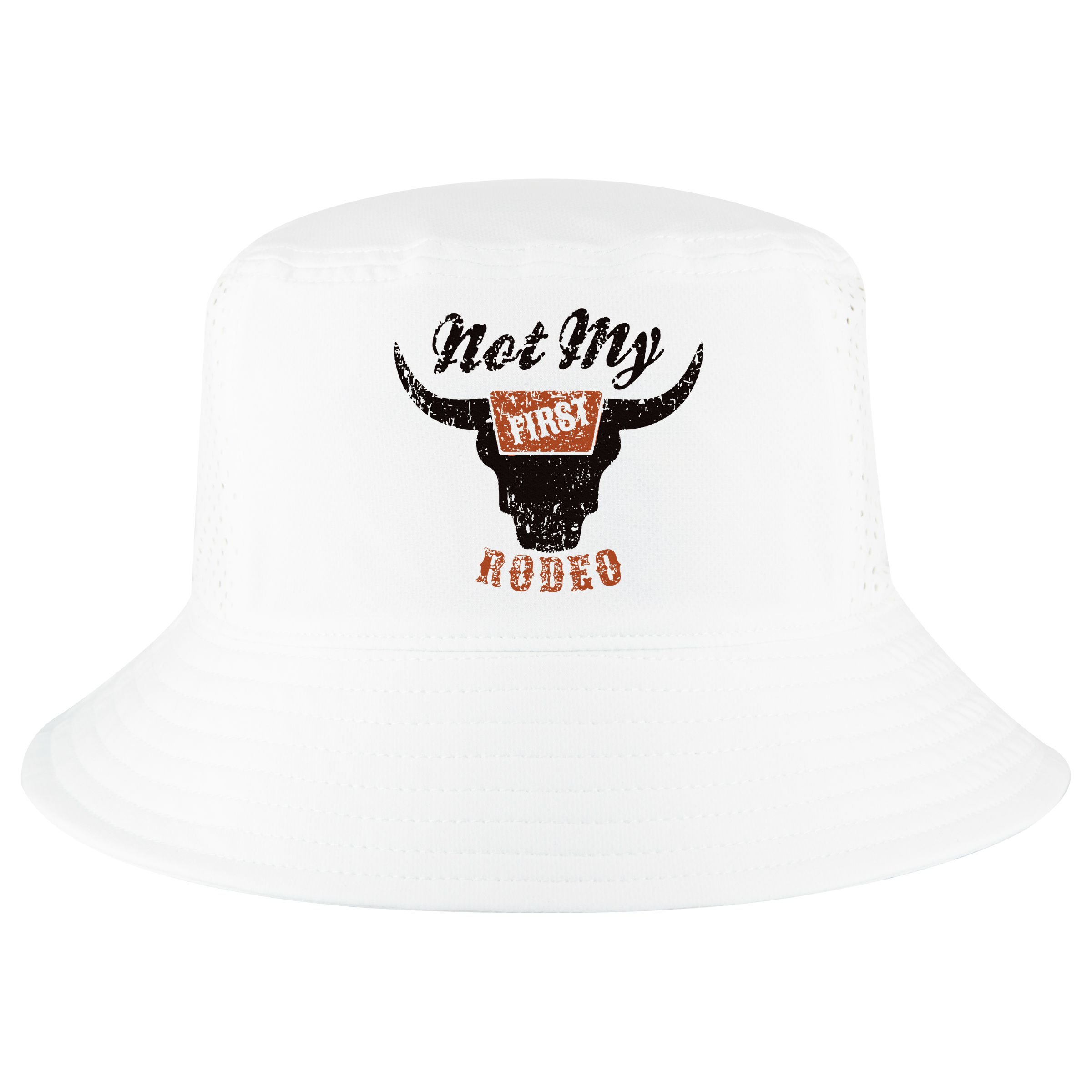 Retro Bull Skull Not My First Rodeo Western Country Cowboy Cool Comfort Performance Bucket Hat