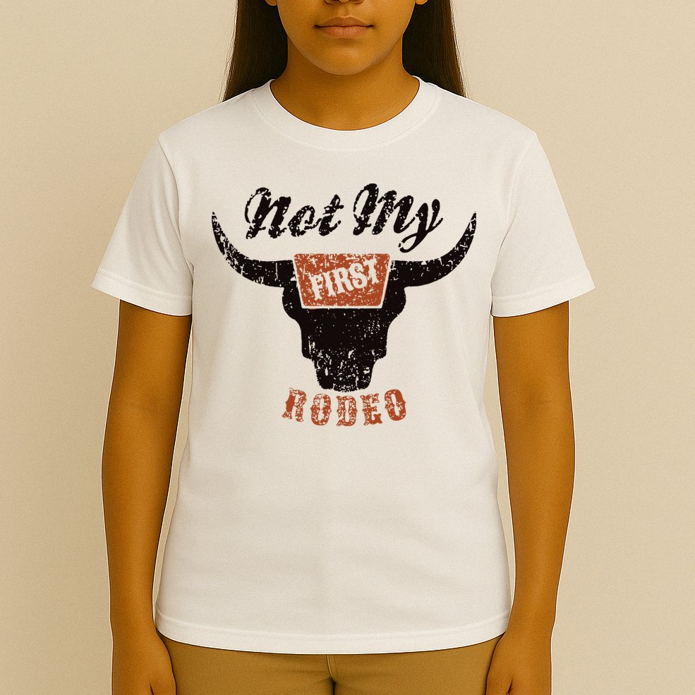 Retro Bull Skull Not My First Rodeo Western Country Cowboy T-Shirt