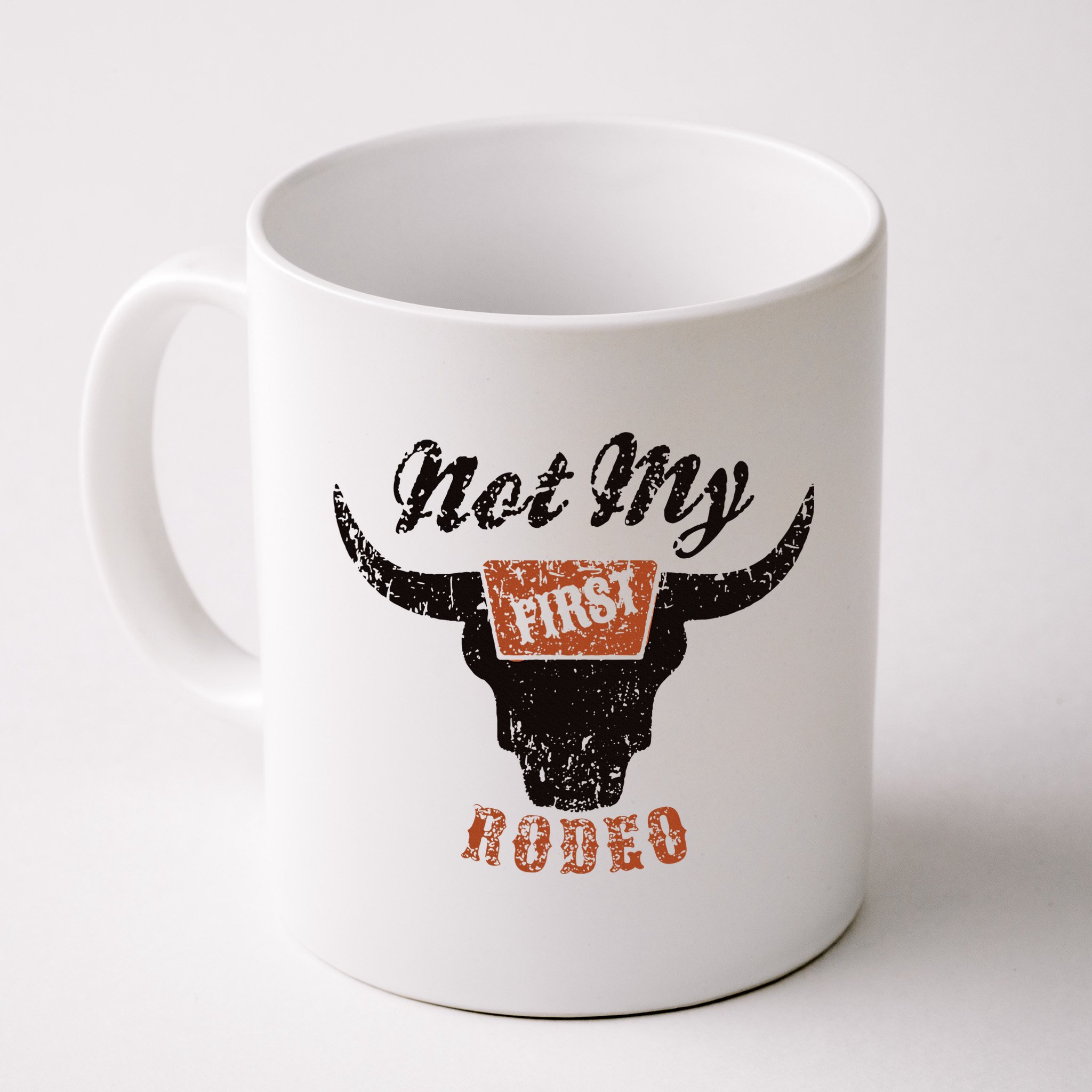 Retro Bull Skull Not My First Rodeo Western Country Cowboy Mug