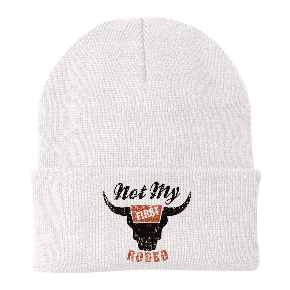 Retro Bull Skull Not My First Rodeo Western Country Cowboy Beanie