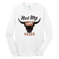 Retro Bull Skull Not My First Rodeo Western Country Cowboy Tall Long Sleeve T-Shirt