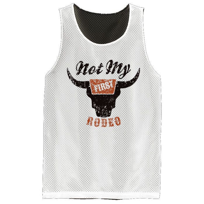 Retro Bull Skull Not My First Rodeo Western Country Cowboy Mesh Reversible Basketball Jersey Tank