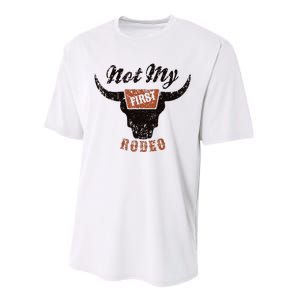 Retro Bull Skull Not My First Rodeo Western Country Cowboy Performance Sprint T-Shirt