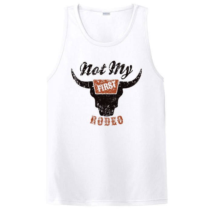 Retro Bull Skull Not My First Rodeo Western Country Cowboy PosiCharge Competitor Tank