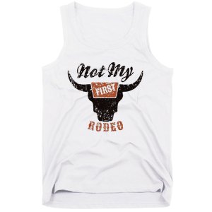 Retro Bull Skull Not My First Rodeo Western Country Cowboy Tank Top