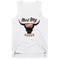 Retro Bull Skull Not My First Rodeo Western Country Cowboy Tank Top