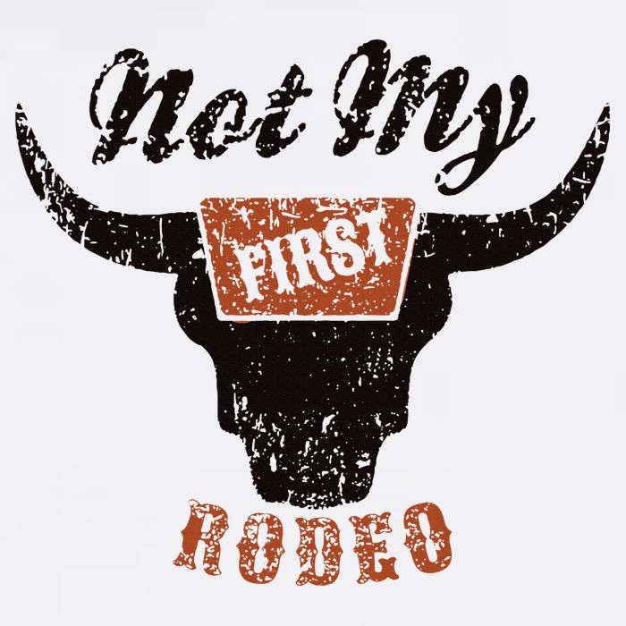 Retro Bull Skull Not My First Rodeo Western Country Cowboy Womens T-Shirt