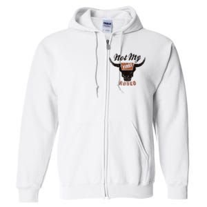 Retro Bull Skull Not My First Rodeo Western Country Cowboy Full Zip Hoodie