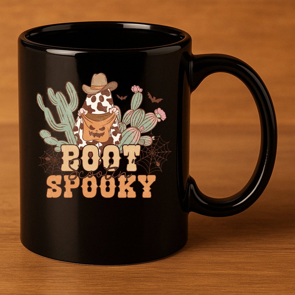 Retro Boot Scootin Spooky Western Halloween Retro Fall Halloween Gift 11oz C Handle Ceramic Mug