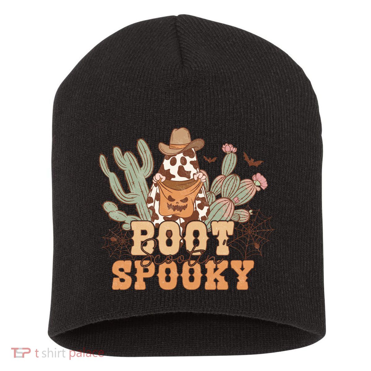 Retro Boot Scootin Spooky Western Halloween Retro Fall Halloween Gift Short Acrylic Beanie