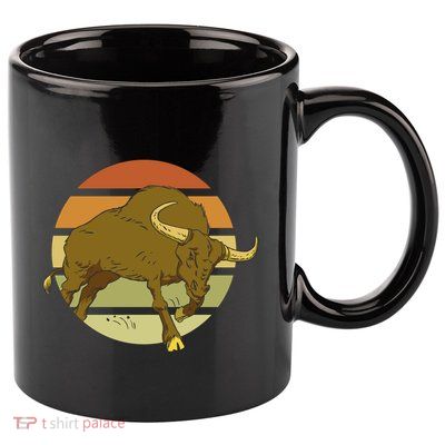 Retro Bull Sunset 11oz C Handle Ceramic Mug