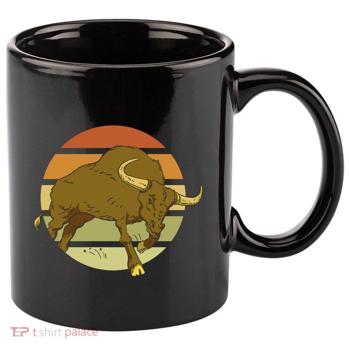 Retro Bull Sunset 11oz C Handle Ceramic Mug