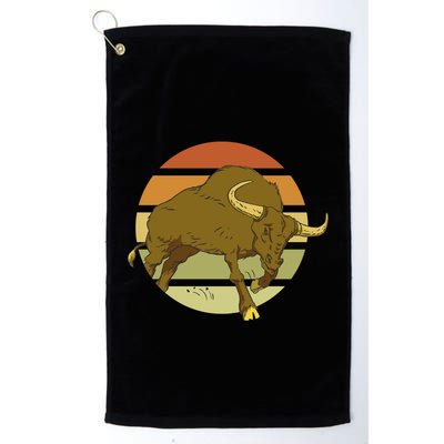 Retro Bull Sunset Golf Towel
