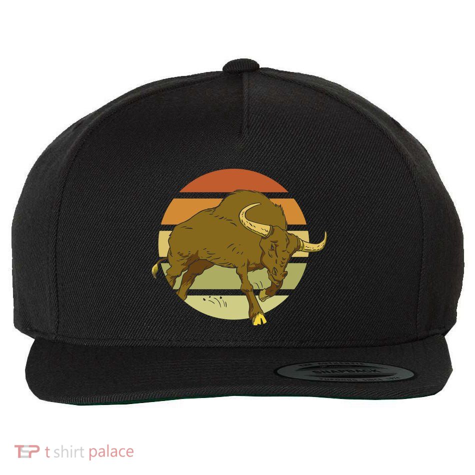 Retro Bull Sunset Wool Snapback Cap