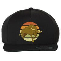 Retro Bull Sunset Wool Snapback Cap