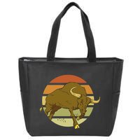 Retro Bull Sunset Zip Tote Bag
