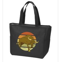 Retro Bull Sunset Zip Tote Bag