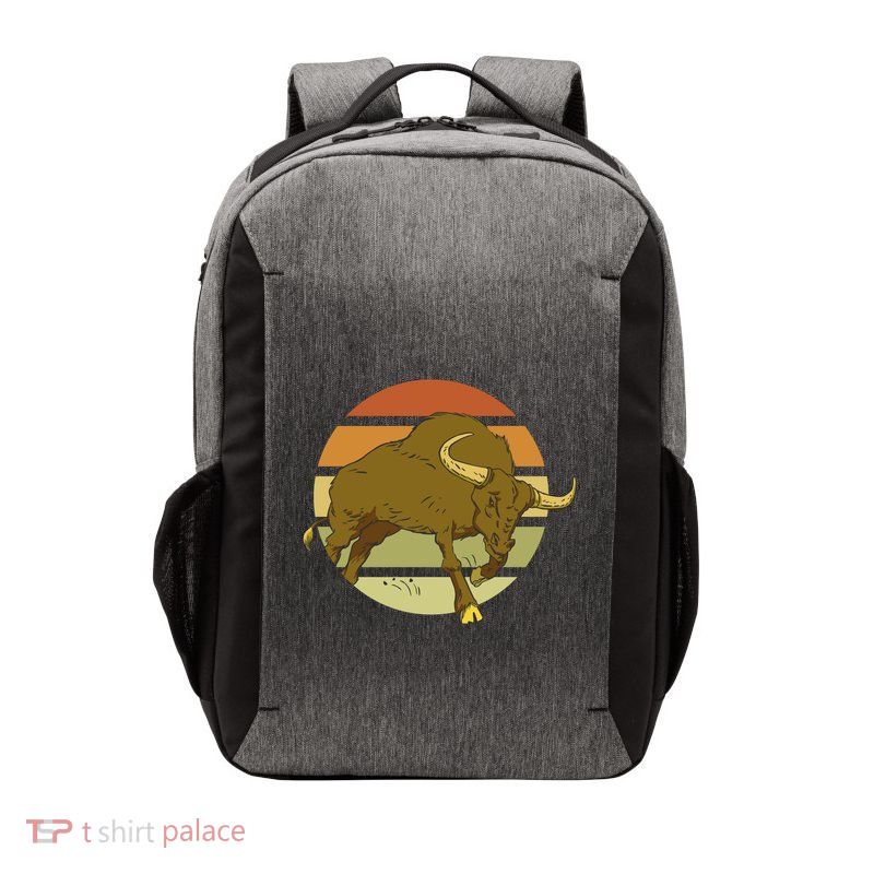 Retro Bull Sunset Vector Backpack