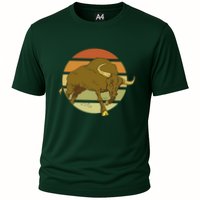 Retro Bull Sunset Cooling Performance Crew T-Shirt