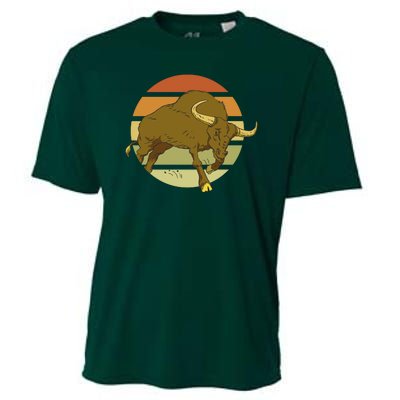 Retro Bull Sunset Cooling Performance Crew T-Shirt