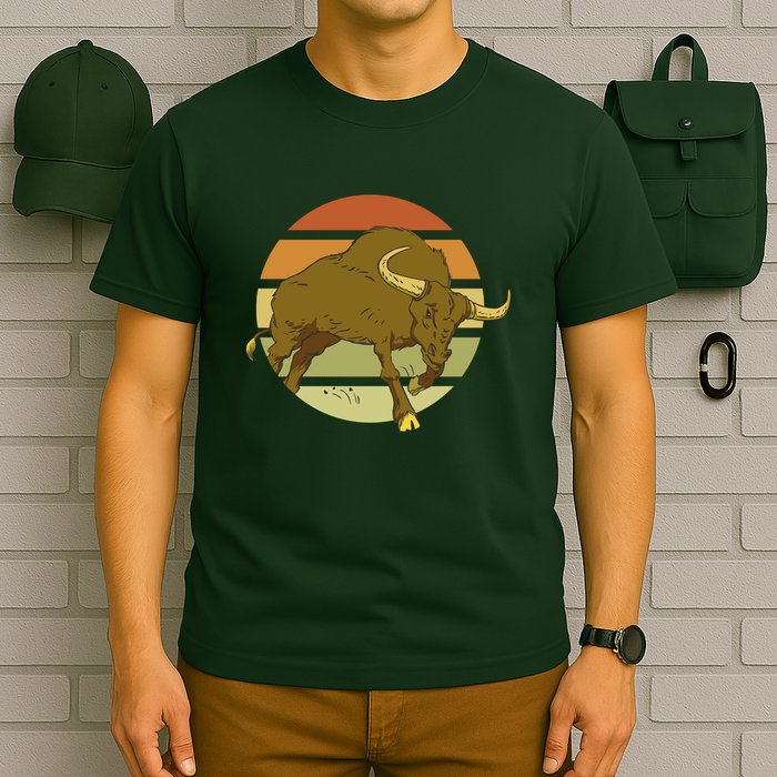 Retro Bull Sunset T-Shirt