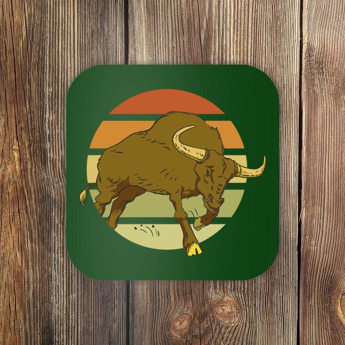 Retro Bull Sunset Coaster