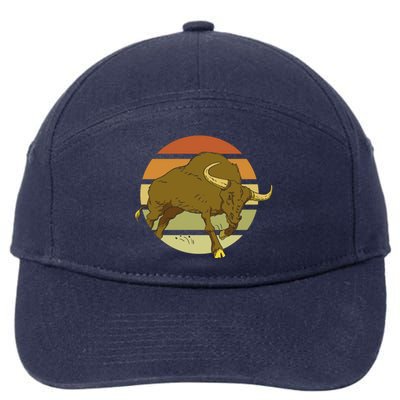 Retro Bull Sunset 7-Panel Snapback Hat