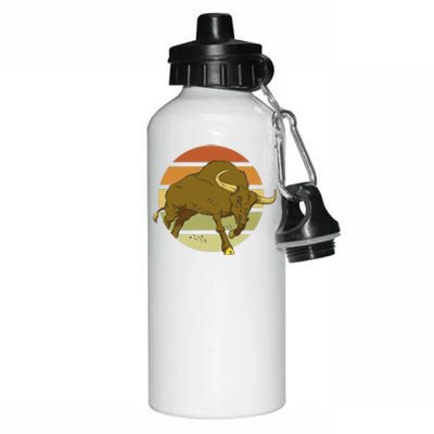 Retro Bull Sunset Aluminum Water Bottle