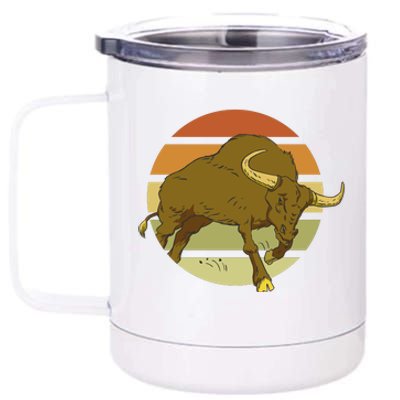 Retro Bull Sunset 12 oz Stainless Steel Tumbler Cup