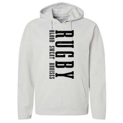 Rugby Blood Sweat Bruises Performance Fleece Hoodie