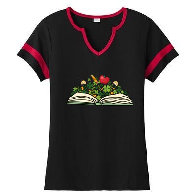 Reading Book St Patricks Day Reader Bookish Bibliophile Funny Gift Ladies Halftime Notch Neck Tee