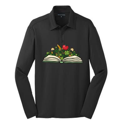 Reading Book St Patricks Day Reader Bookish Bibliophile Funny Gift Silk Touch Performance Long Sleeve Polo