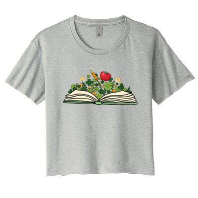 Reading Book St Patricks Day Reader Bookish Bibliophile Funny Gift Women's Crop Top Tee