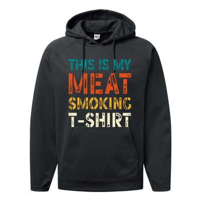 Retro Bbq Smoker Vintage Us Flag This Is My Meat Smoking Performance Fleece Hoodie