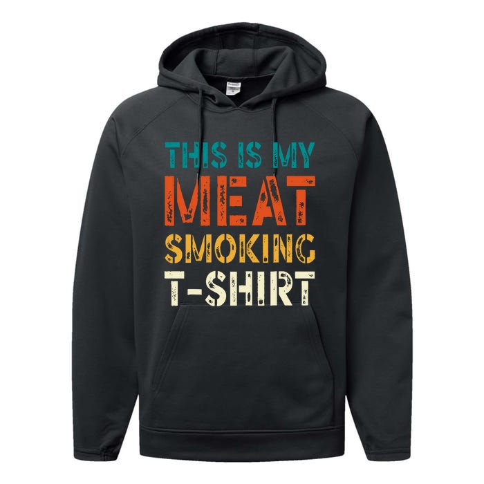 Retro Bbq Smoker Vintage Us Flag This Is My Meat Smoking Performance Fleece Hoodie