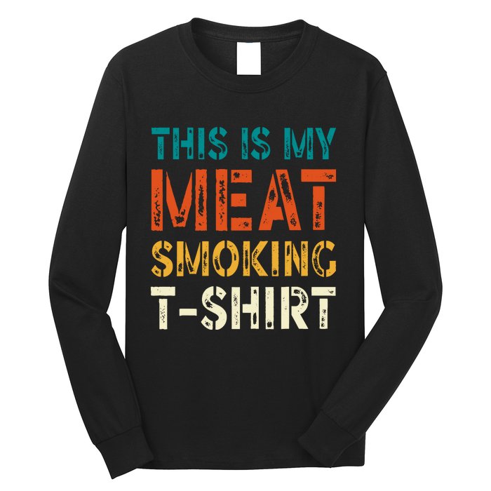 Retro Bbq Smoker Vintage Us Flag This Is My Meat Smoking Long Sleeve Shirt