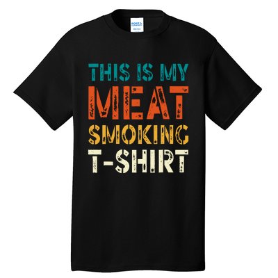 Retro Bbq Smoker Vintage Us Flag This Is My Meat Smoking Tall T-Shirt