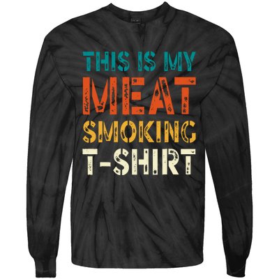 Retro Bbq Smoker Vintage Us Flag This Is My Meat Smoking Tie-Dye Long Sleeve Shirt