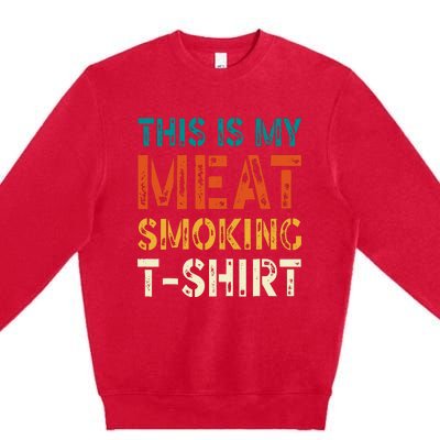 Retro Bbq Smoker Vintage Us Flag This Is My Meat Smoking Premium Crewneck Sweatshirt